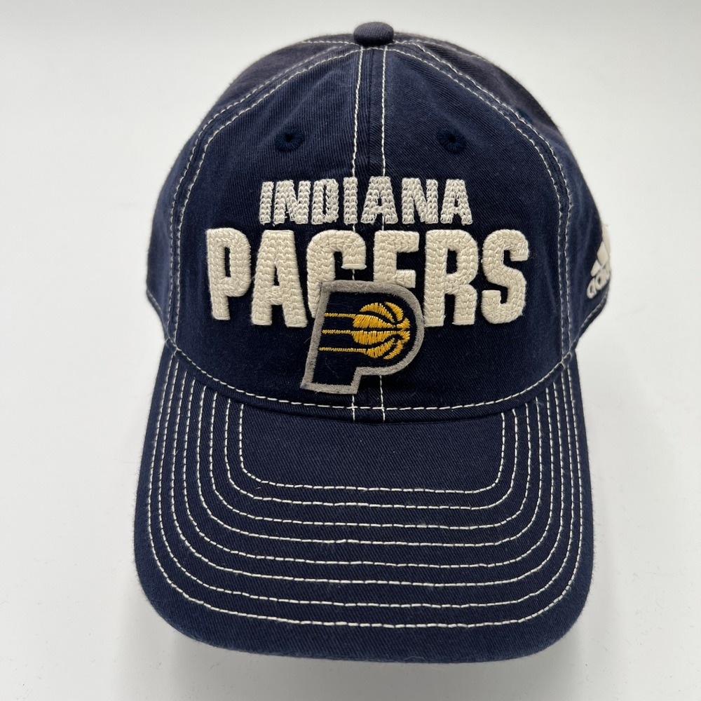 Adidas Indiana Pacers NBA Navy Blue Adjustable Cotton Dad Hat Contrast Stitching